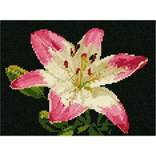 Pepita Needlepoint Canvas: Pink Lily, 9" x 7"
