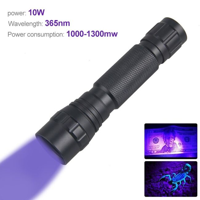 LED UV Flashlight 395nm Violet Light Purple/Green/Red /White Zoomable  Tactical Torch Lamp For Fishing Hunting Detector 