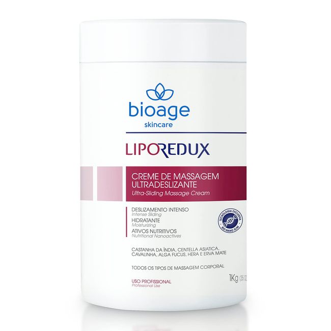 Bioage Liporedux Massage Cream Ultra Sliding Non-Greasy Texture (35 Oz) – Moisturizing, Nutritional Nano Actives