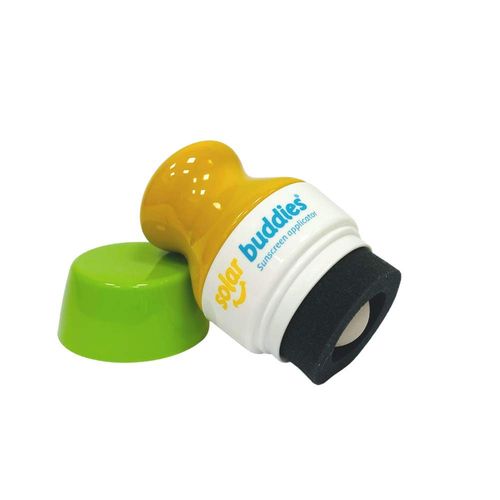 Single Green Solar Buddies Refillable Roll On Sponge Applicator For Kids, Adults, Families, Travel Size Holds 100ml Travel Friendly for Sunscreen, Suncream and Lotions