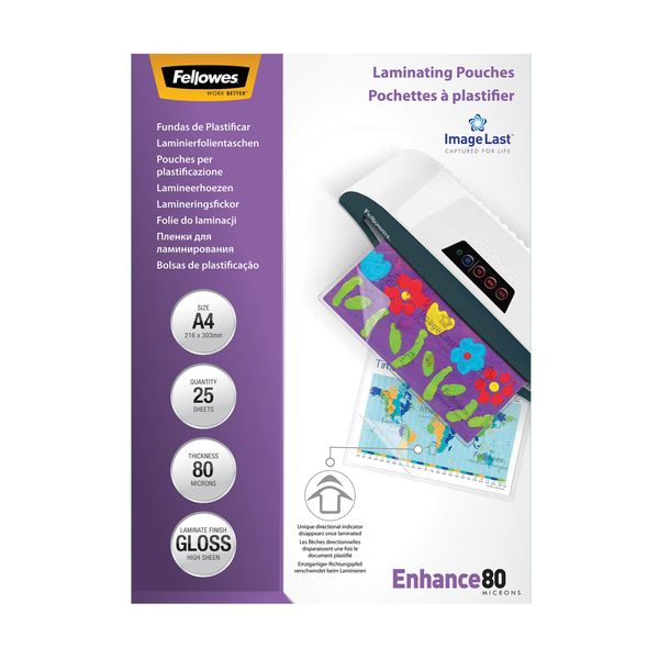 Fellowes ImageLast A4 80 Micron Laminating Pouch - (Pack of 25), transparent