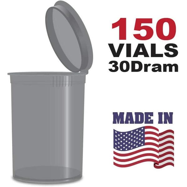 150 Translucent Smoke Vials - 30 DRAM Pop Top Bottle - Smell Proof Containers