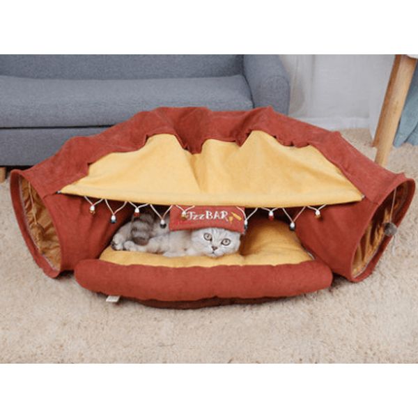 Feline Funhouse Interactive Cat Tunnel - Portable Play Toy For Cats, Rabbits, And Ferrets - Bar