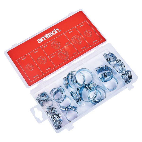 Amtech S6290 Assorted Hose Clamp, Jubilee Clips, 26-Piece