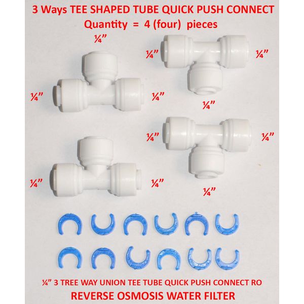 ¼” 3 TREE WAY UNION TEE TUBE QUICK PUSH CONNECT RO REVERSE OSMOSIS WATER FILTER