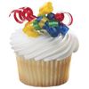 Primary Colors Curling Ribbon Cupcake Picks - 12 ct