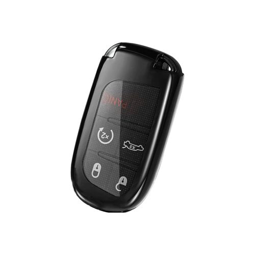 Xotic Tech Black Soft TPU Key Fob Shell Skin Cover, Compatible with Chrysler 200 300 or Dodge Charger Challenger Dart Durango Journey or Jeep Grand Cherokee Renegade Smart Keyless Entry Key