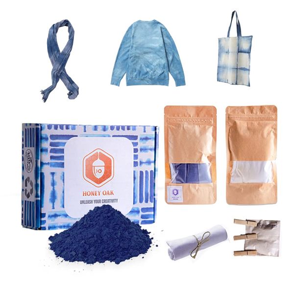 Indigo Tie Dye Kit | Fabric Dye | Natural Clothes Dye | No Toxins Dye for Clothes | Shibori Dye Kit | Adult DIY Creative Art and Craft Kit