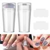 French Tip Nail Stamp, Nail Art Stamper Clear Silicone Jelly Stamper Transparent Nail Stamper Nail Art Jelly Stamper kit with Scraper Nail Art Brushes for Home DIY Nail Salon Design Manicure Tools