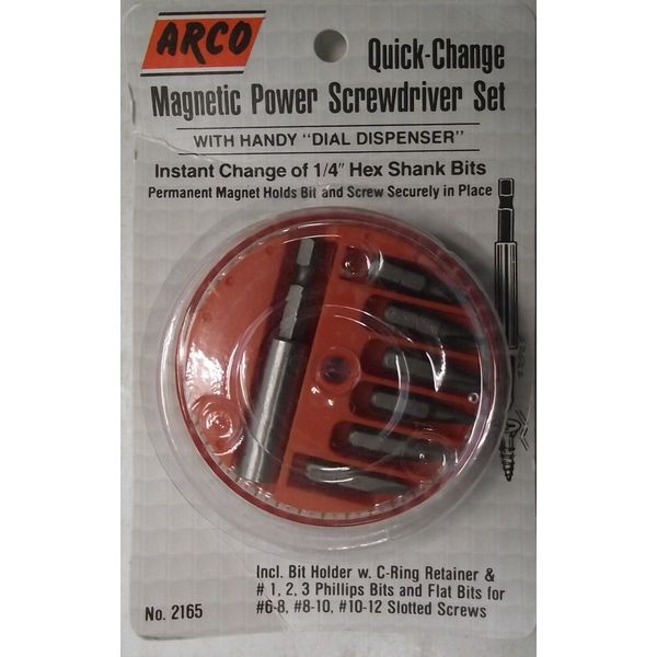 Arco 2165 Magnetic Power Screwdriver Set With Handy Dial Dispenser