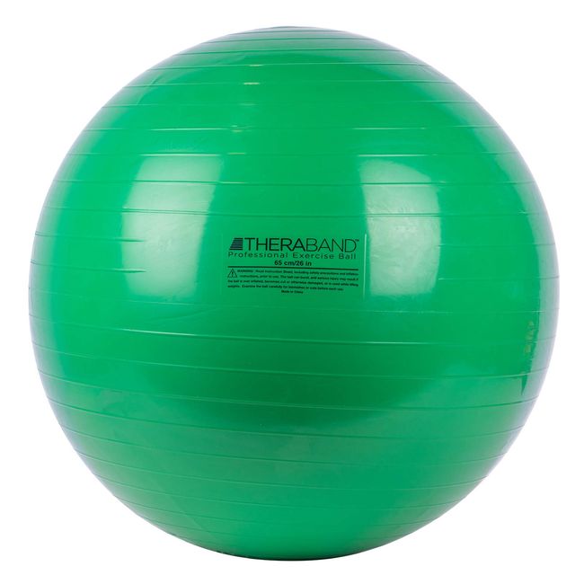 THERABAND Exercise Ball, Stability Ball with 65 cm Diameter for Athletes 5'7" to 6'1" Tall, Standard Fitness Ball for Posture, Balance, Yoga, Pilates, Core, & Rehab, Green