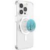 Teal Gray Initial Letter P On Silver Light Blue PopSockets PopGrip for MagSafe