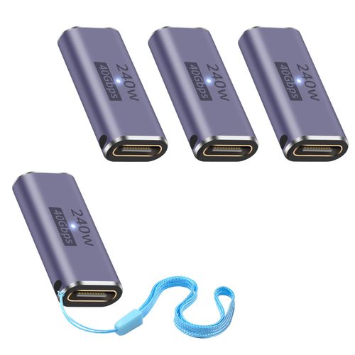 Duttek 240W USB C Coupler, 8K USB C Female to Female Adapter, 40Gbps USB Type C Extension Compatible with Thunderbolt 4/3 Devices for MacBook, iPad (4 Pack)