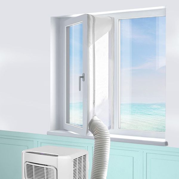 Air Conditioner Window Seal, Machine-YA Window Seal for Portable Air Conditioner and Tumble Dryer, Works with Every Mobile Air-Conditioning Unit, Air Exchange Guards With Zip and Hook Tape (300CM)