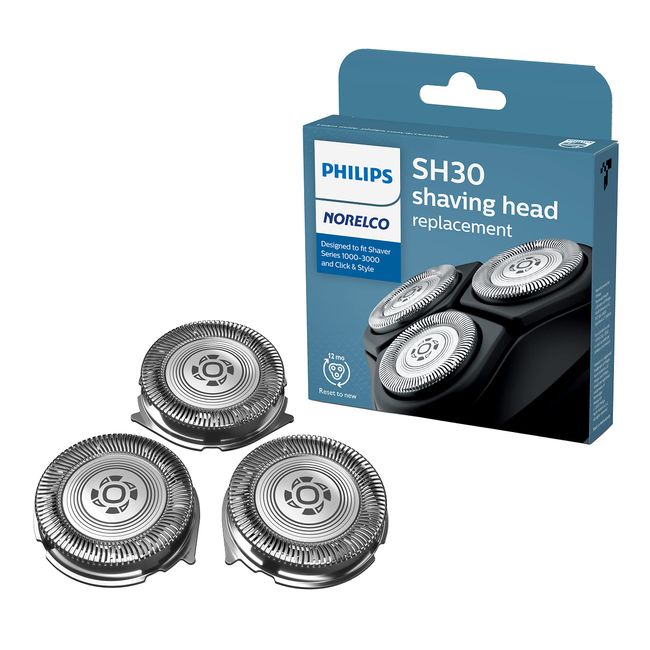 Philips Norelco Genuine SH30/52 Shaving Heads Compatible with Norelco Shaver Series 1000, 2000, 3000 and 5000X and Rounded