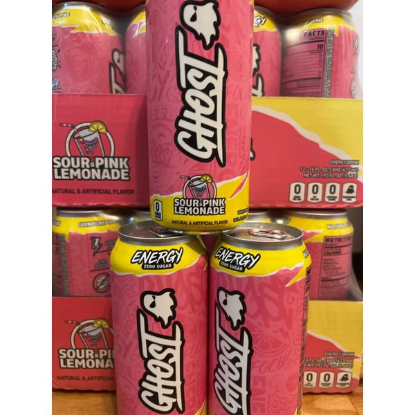 2023 NEW!RARE! GHOST Energy *3pack* Sour Pink Lemonade ZERO SUGAR 16 oz *LOW $**