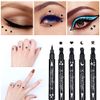 Yuccer Star Heart Eyeliner Stamp Waterproof Liquid Eyeliner Pen Black Long Lasting Double Ended Eyeliner Pencil Make Up Eye Liner (Star+Moon+Heart+Flower)