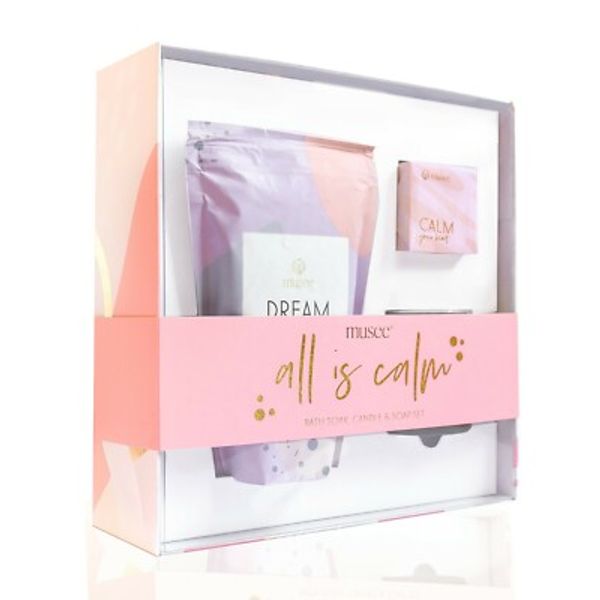 Musee All Is Calm Bath Soak Candle and Soap Gift Set 3 Piece