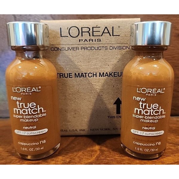 NEW (2 Pack) L’Oréal True Match Super Blendable Makeup N8 Cappuccino 1oz SPF 17