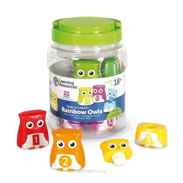 Learning Resources Snap-n-Learn Rainbow Color and Shape Recognition, Letter Owls, Alphabet Toy, 10 Pieces, Ages 2+