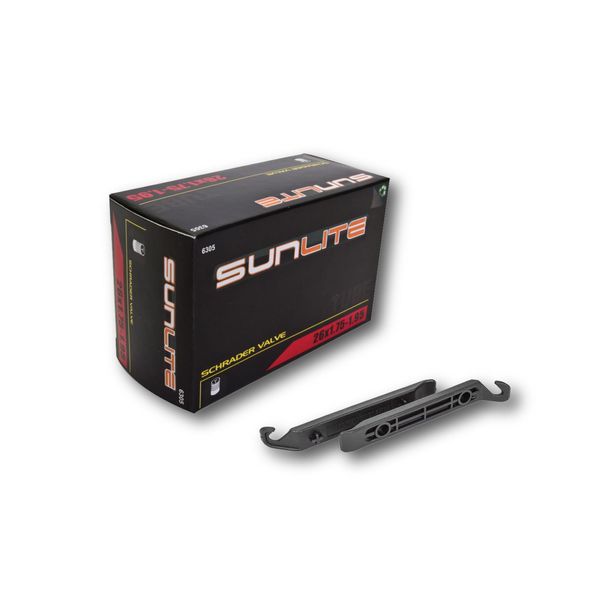 Tube & Tire Levers - 26 x 1.75-1.95 32mm Schrader Valve, Sunlite with tire levers for Safely Removing The tire from The Rim