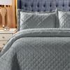 Modern & Stylish Embossed Ruffle Quilted Bedspread Bed Throw Single Double King size bedding set (Grey-Ruffle, Super King)