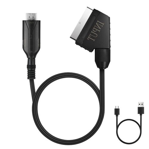 AXFEE Scart to HDMI Converter - All-in-One with SCART Input Cable & HDMI Output Port, HD 1080P Video Audio Adapter for HDTV STB VHS Xbox PS3 Sky DVD Blu-Ray