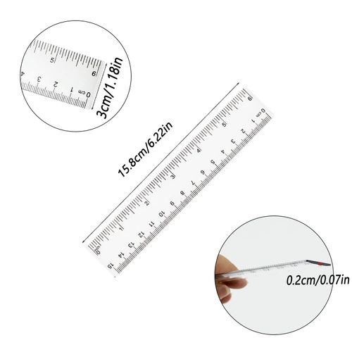 6 PCS Straight Ruler Shatterproof Metric Ruler Transparent Plastic Rulers Long Ruler Stationery Ruler Measuring Ruler Tool for Student Teacher School Office (15 cm)