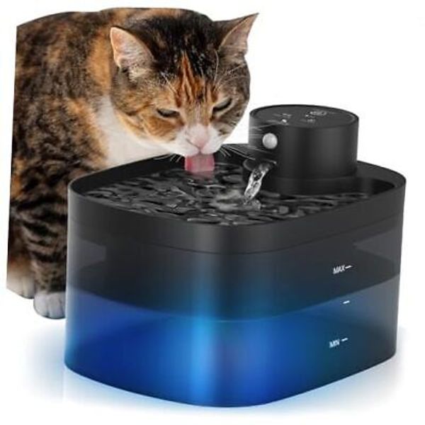 Battery Operated Cat Water Fountain, 84OZ/2.5L Wireless Pet Water Black