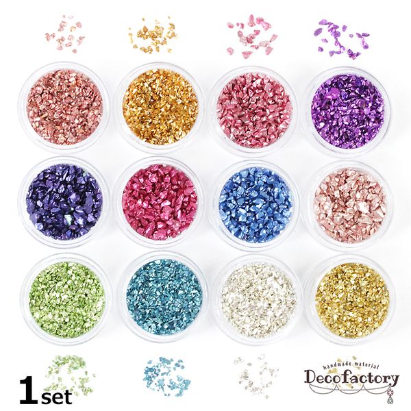 <br>[Enclosed parts]<br> 12 color set metal fragments enclosed parts with case<br><br> Resin Craft Accessories Handicraft Accessory Parts Metal Parts Handmade Gel Nail Deco Enclosure Fragment Crash