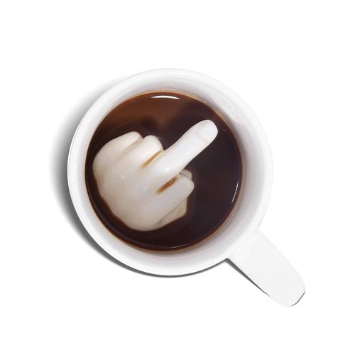 ZFBIRD Middle Finger Ceramic Novelty Coffee Mug, Funny Rude Cup for Adults, Gag Gift for Men and Women, Ideal for Christmas & Birthday