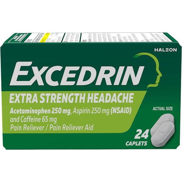  Extra Strength Caplets For Headache Pain Relief, 24 Count