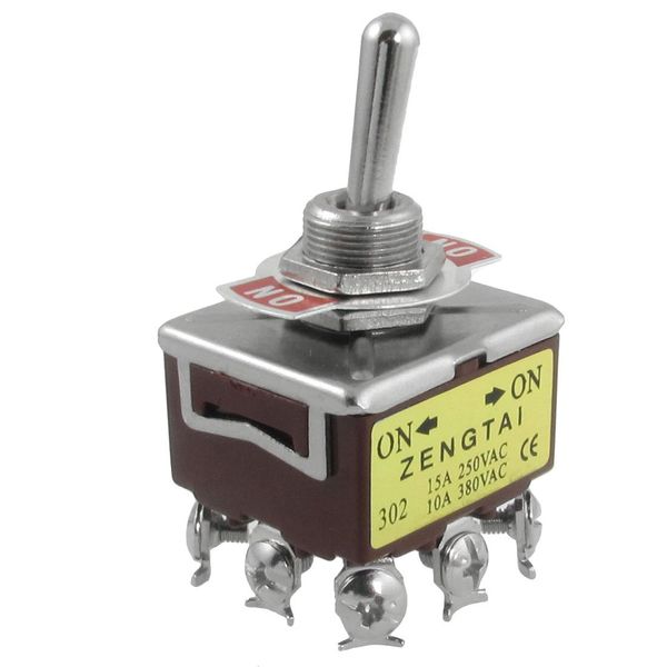 uxcell Toggle Switch Switch Triple Pole Double Throw 15A/250VAC 10A/380VAC On-On 2 Position 9 Screw Terminals