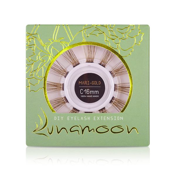 Lunamoon DIY Cluster Wimpern Einzeln Wimpern für Wimpernverlängerung DIY Individual Lashes Wimpernbüschel Individuelle Falsche Wimpern Cluster Lashes DIY Wimpernverlängerung (Marigold-16mm)