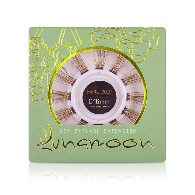 Lunamoon DIY Cluster Wimpern Einzeln Wimpern für Wimpernverlängerung DIY Individual Lashes Wimpernbüschel Individuelle Falsche Wimpern Cluster Lashes DIY Wimpernverlängerung (Marigold-16mm)