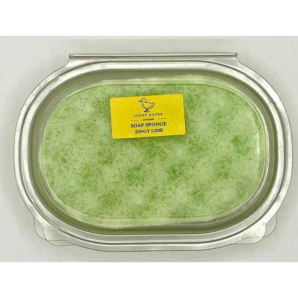 Soap Filled Exfoliating Zingy Lime Sponge with Reuseable Holder 150g