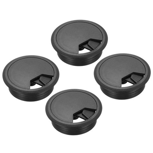 MECCANIXITY 4 Pcs Desk Grommet 2 Inch(50mm), Round Desk Cord Hole Cover Wire Cable Organizer for Home Office Computer Table Cables, Black
