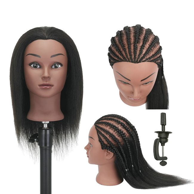Cosmetology Mannequin Head 100% Human Hair Hairdresser Training Super Long  Stand