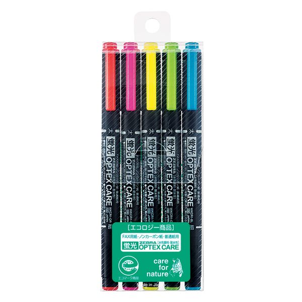 Zebra WKCR1-5C Highlighter, Optex Care, 5 Colors