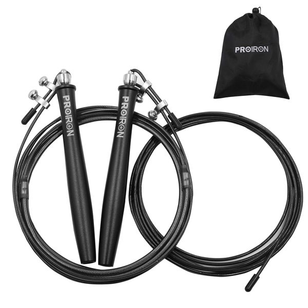 PROIRON Jump Rope for Training, For Adults, Speed Rope, High Speed Rotation, Tangle-Free, Special Double Ball Bearings, For Competition, Practice, Storage Bag Included, Adjustable Length