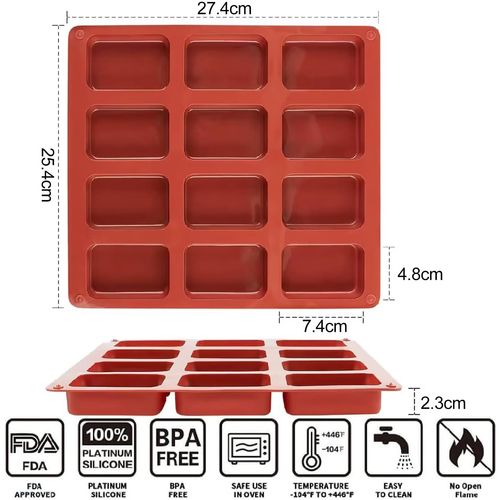 Mini Loaf Pan, 2PCS 12-Cavities Non-Stick Mini Brownie Baking Tin, Mini Bread Pan, Bread Baking Mold, Silicone Mini Loaf Baking Tray for Mini Bread, Brownie, Cornbread, Cheesecake