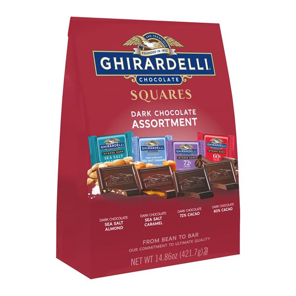 GHIRARDELLI Dark Chocolate Squares Assortment, for Easter Chocolate Gifts, 14.86 Oz Bag