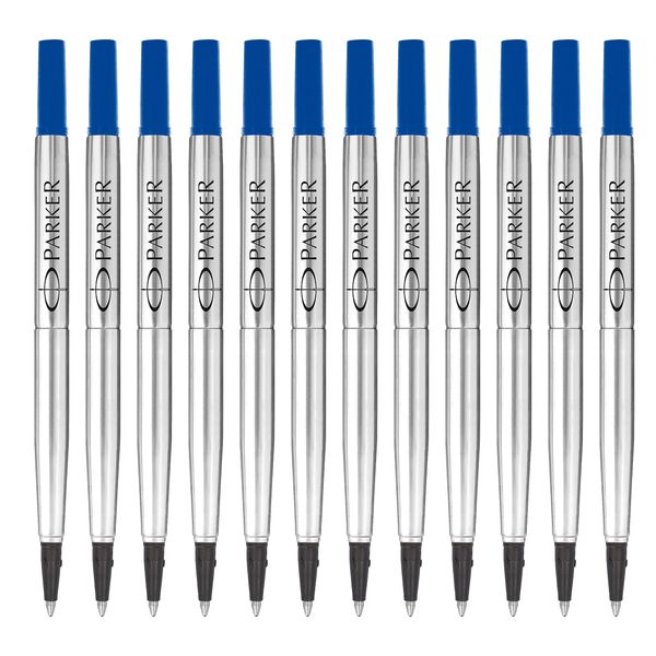 Parker Rollerball Pen Refills | Medium Tip | Blue QUINK Ink | 12 Count