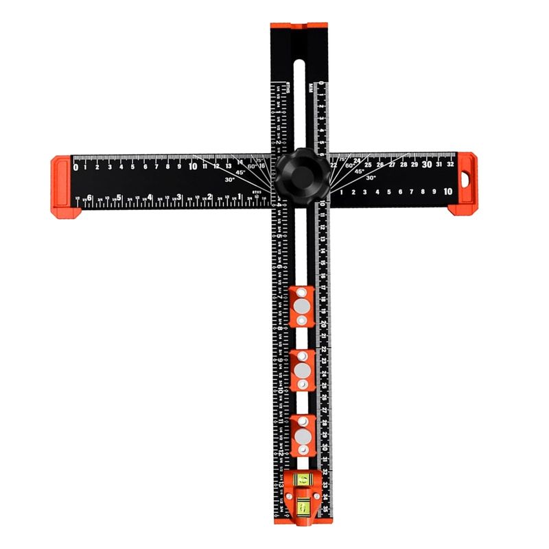 4-in-1 Drilling Positioning Ruler 40cm High Precision Angle Drawing ...