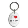 I Love My Tv - White Plastic Oval Key Ring