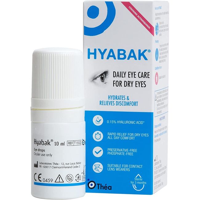 Hyabak Eye Drops - Moisturising & Refreshing Drops | Gentle and Long-Lasting Relief from Long Screen Use & Contact Lens Wearers | Preservative-Free |10 ml