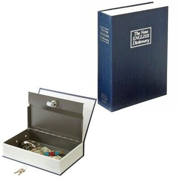 Faux BOOK SAFE Lock Box with Key Hidden Secret Compartment Cash Jewelry Stash