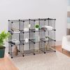 Black 12 Cubes Storage Rack Kitchen Shelving Metal Wire Shelf Storage Organizer