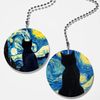 Set of 2 Coordinating Starry Night Vincent The Cat Fan/Light Pull Set/Van Gogh Style Fan Pull