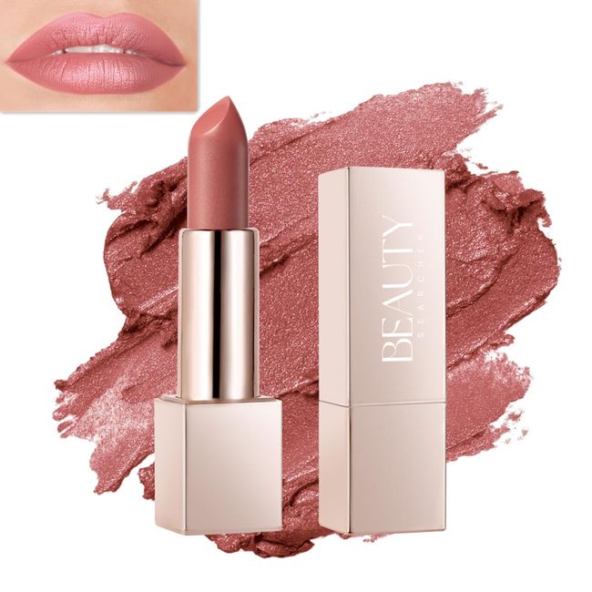 Beauty Searcher Metallisch glänzender Lippenstift, hochwirksame Lippenfarbe mit feuchtigkeitsspendender, cremiger Formel, voll deckender Lippenstift mit mattem Finish (05# Honig Pfirsich Koralle)